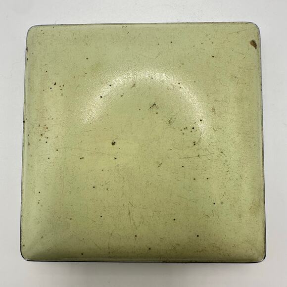 Evans antique Art Deco 1930s mint green black enamel rouge powder makeup compact - Picture 9 of 10